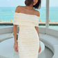 Y2K Style Dress Woman Slash Neck Backless Shape Waist Skinny Wrap Hip Summer Vacation Elegant Style Fashion Bodycon