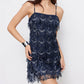 Women Y2K Sparkly Sequin Fringe Mini Dress Spaghetti Strap Bodycon Cocktail Dress for Nightclub Party Music Festival