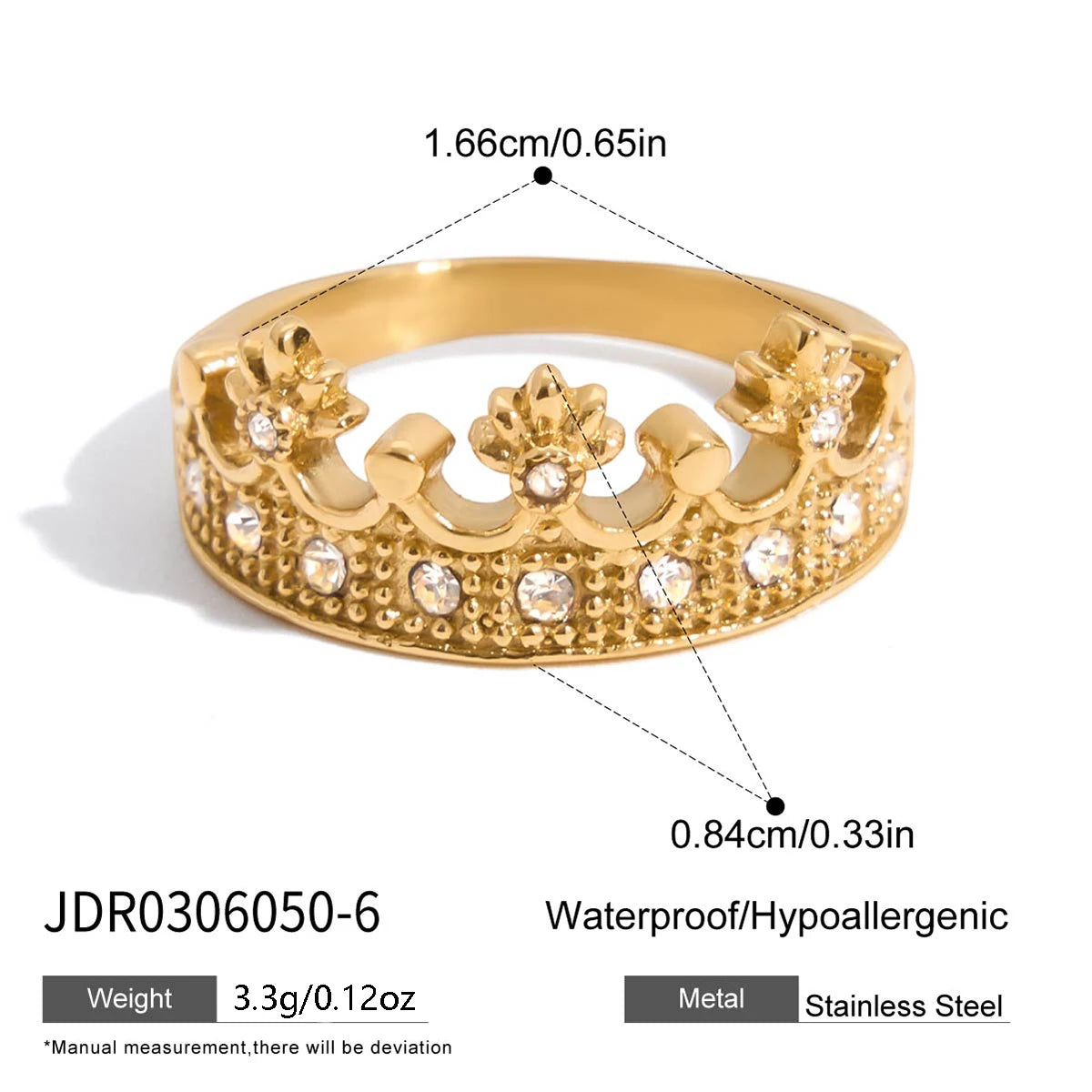 18K Gold Plated Stainless Steel Geometric Fashion Ring Waterproof Anti Allergic colorfast Fashion Jewelry Unisex 2024