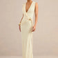 Women Deep V Neck Sleeveless Sexy Maxi Dress Wrap Ruched Bodycon Long Dress Elegant Evening Club Party Formal Gown