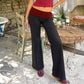 Women Lounge Pants Printed Fold Over Elastic Waist Wide Leg Pants Comfy Casual Loose Fit Trousers Homewear Bottoms