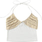 Patchwork Folds Camisole Women Halter Bandage Backless Low-Neck Folds Sexy Hottie Midnight Hip-Hop Style Streetwear