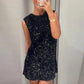 Sequins Backless Bow Sexy Mini Dress For Women Robe 2025 New Sleeveless A-line Sparkle Club Dress Elegant Vestido