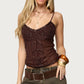 Sexy Women Sequin Beaded Mesh Cami Top Spaghetti Strap V Neck Fitted Sheer Camisole for Nightclub Party Festival Outfits