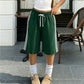 Women Side Striped Capri Sweatpants Elastic Drawstring Waist Loose Fit Casual Cropped Jogger Pants Street Daily Wear