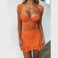 See Through Butterfly Lace Mini Dress Orange White Cut Out Backless Bodycon Dresses for Women Sexy Club Outfit