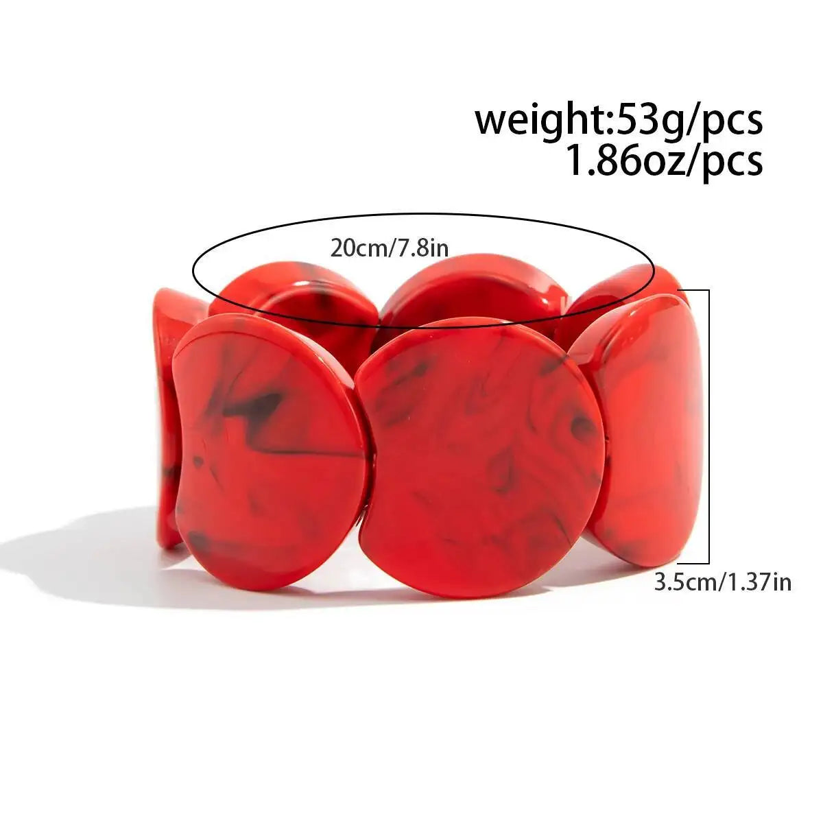 Vintage Wide Resin Acrylic Bracelet Set for Women Exaggerated Stacking Bangle Trendy Red Pink off White Smudge Splicing Jewelry