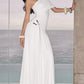 One Shoulder Pleated Maxi Dress with High Side Slit Sexy Elegant Woman for Party Evening White Dresses