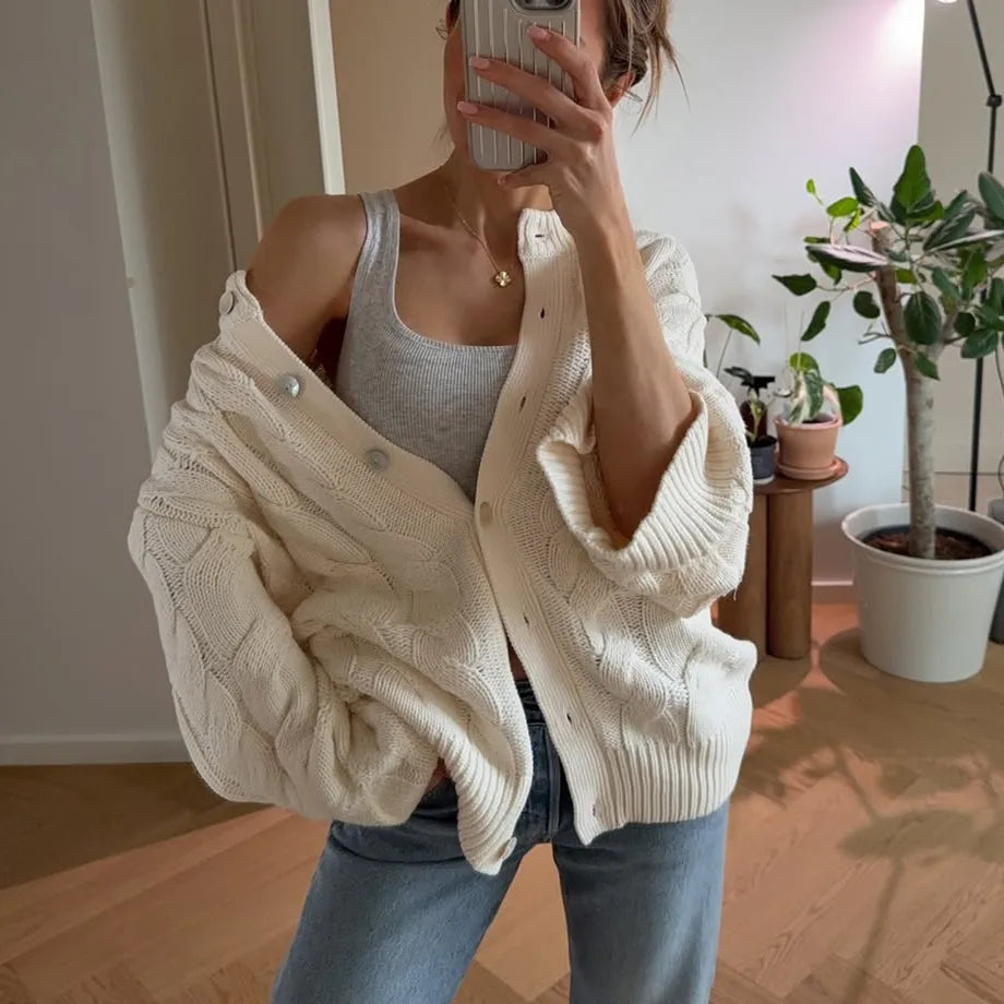 Elegant Twisted Knit Women Cardigan Solid O Neck Full Sleeve Single Breasted Lady Coat Winter Autumn Female Sweater