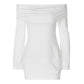 Off The Shoulder Long Sleeve Dresses Fashion 2024 Autumn Clothes for Women Sexy Mini Dress White Black