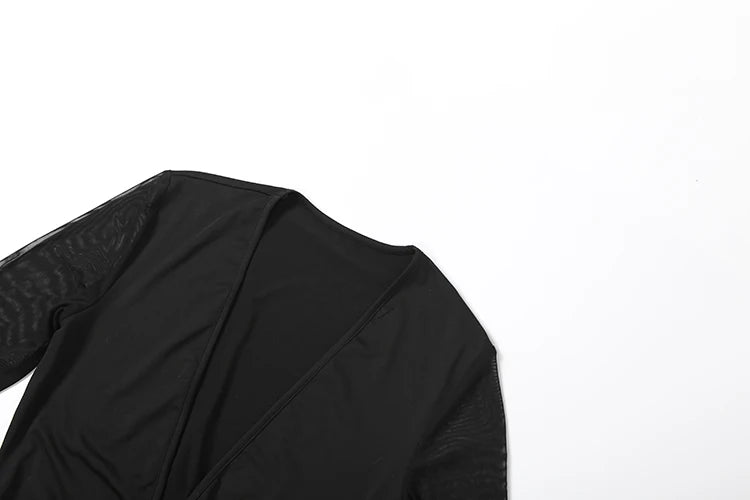 Peach Buttock Jumpsuits Women Patchwork Mesh Deep v-Neck Folds Flared Pant Leg Fit Sexy Fashion Midnight Classic Outfits