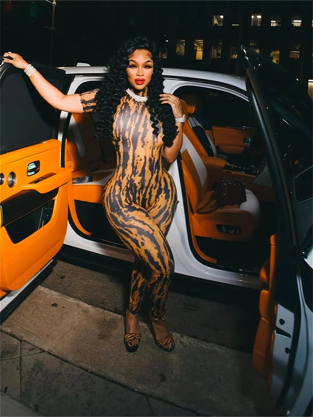 Sexy Stripe Print Jumpsuit Women Backless Activity Short Sleeve Hipster Stretch Skinny Midnight Workout Slim Overalls