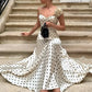 Elegant Polka Dot Print 2 Piece Set Woman 3d Flower Decoration Low-Neck Backless Camisole+Long Skirts Ruched Chic Outfits