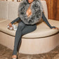 Furry Deep V-Neck Jumpsuits Woman Hipster Patchwork Trend Sexy Stretch Fitness Club Activity Luxury Midnight Overalls