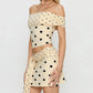 Elegant Women’s Two Piece Summer Outfits Fashion Polka Dots Print Off Shoulder Crop Tops and Mini Skirt Set Clubwear