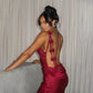 Flower Applique Backless Maxi Dress Sexy Satin Evening Party Dresses for Women Elegant Wedding Guest Outfits
