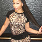 Leopard Print Fashion Patchwork 2 Piece Set Women o-Neck Short Sleeve Top+Ruched Waist Shorts Casual Sporty Outfits