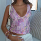 Girls Deep V Neck Slim Sequins Overlay Crop Top Glitter Backless Sequins Cami Top Club Vest Festival Outfits Clubwear