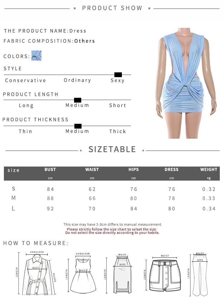 Sexy Deep V-Neck Dress Women Cross Ruched Backless Sleeveless Hollow Patchwork Peach Hip Stretch Slim Party Bodycon