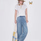 High Waist Wide Leg Jeans for Women, Casual Loose Fit Denim Pants with Elastic Waist, Lightweight Washed Trousers