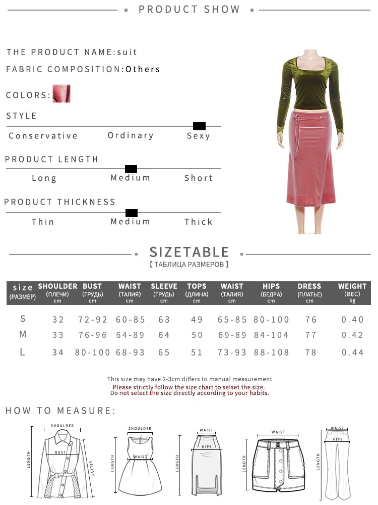 Velvet Elegant 2 Piece Set Woman Autumn Trend Square Collar Full Sleeve Crop Tops+Tassel Long Skirts Fashion Suits