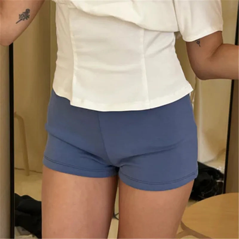 Stretch Y2K Athletic Shorts for Yoga Running Exercise Slim Fit Short Pants Women High Waisted Mini Shorts for Summer