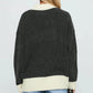 Casual Autumn Winter Women Sweater Korean Fashion Color Patchwork Solid O-Neck Loose Long Sleeve Pullovers Knitted Tops