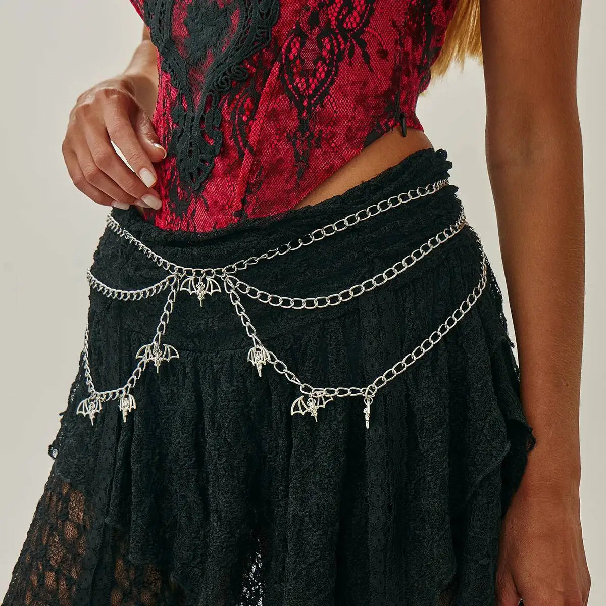 Gothic Multi-Layer Metal Belly Waist Chain for Women, Spider Web Bat, Halloween Party, Body Jewelry Accessories, Gift, Fashion