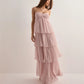 Women's Strapless Long Dress Fashion Sleeveless Tiered Hem Tube Dress Summer Beach Holiday Party Wedding Dress
