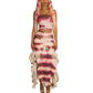 Halloween Shark Tale Costume Dress for Women Anime Sexy Sequin Tassel Hem Fish Strapless Tube Cosplay Maxi Dress