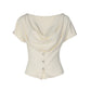 Button Cowl Neck Short Sleeve Summer Tops for Women Clothes Fashion 2026 Womans Shirts