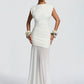 Sleeveless Ruched Sexy Maxi Dress Women Gown Elegant Patchwork Mesh O Neck High Waist Skinny Club Party Long Dresses