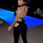 Furry 2Piece Set Women Tracksuit Backless Tank Tops+High Waist Hollow Bike Shorts Midnight Coquette Matching Sexy Outfits