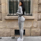 Ribbed Bodycon Jumpsuits Woman Sport Fitness Long Sleeve One Piece Autumn Winter Baddie Outfit Women 2023