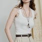 Elegant Lace Trim Ribbed Tank Top for Women, Fitted Sleeveless Cami, Casual White Summer Top for Layering & Daily Outfit