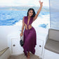 Cut Out Backless Long Dresses with Asymmetrical Handkerchief Hem Sexy Purple Summer Dresses for Woman