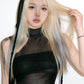 Mesh Sexy Tassel Hat+Vest Half Turtleneck Patchwork Irregular Hem Hip-Hop Style Music Festival Midnight Streetwear