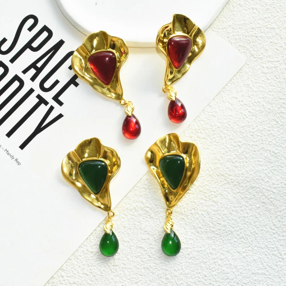 Exaggerated Metal Geometric Water Drop Dangle Earrings for Women Jewelry Gorgeous Fashion Show Statement Earrings Accessories