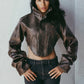 Pu Irregular Crop Jacket Women Turtleneck Zip Button Full Sleeve Wild Sexy Hottie Street Midnight Club Hipster Coat