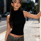 Sleeveless Turtleneck Hollow Backless Crop Top Sexy Black White Tank Tops 2026 Summer Fashion Woman Clothes