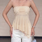 Trend Jacquard Patchwork Tank Top Women Fashion Irregular Mesh Hem Ruched Sexy Chic Simple Vacation Party Club Vest