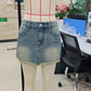 Vintage American Style Women's Low Rise Denim Mini Skirt Retro Y2K Frayed Hem Distressed Jean Skirt Casual Summer Skirt