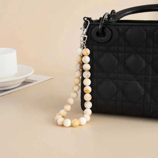 Kpop Fashion Acrylic Beaded Bag Keychain Women Men Exquisite Simple Creative Wallet Chain High Quality Jewelry Accessories