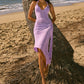 Sexy Backless Long Dress Woman Summer Trend Halter Low-Neck Bandage Knot Shape Waist Vacation Beach Style Vestidos