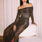 Leopard Print Two Piece Set Women Long Sleeve Strapless Top And Maxi Skirt Matching Sets Female Elegant Print Dress Set