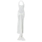 Sleeveless Halter Neck Backless Maxi Dresses Elegant Womens Summer White Beach Dress