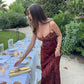Floral Print Burgundy Maxi Dresses for Woman Sexy Bodysuit Mesh Patchwork Party Dress 2026