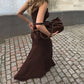 Two Piece Outfits Woman Elegant Sleeveless Crop Top and Long Skirts Matching Sets