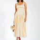 Elegant Satin Backless Midi Dress For Women High Quality Sundress Fashion Square Collar Sleeveless Loose Pleated Dress