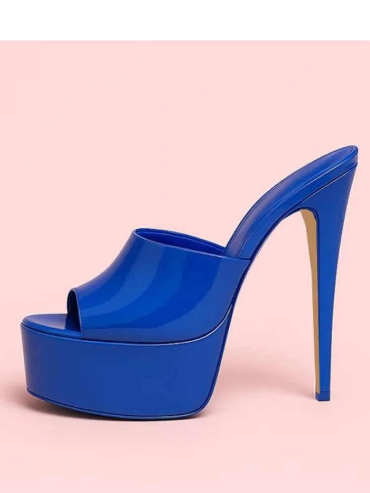 Summer New Women's Thick Bottom, Fine High Heels, Toothed Cool Slippers, Fashion Show, Party, Ultra High Heel Sandals